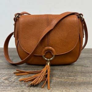 International Concepts Cognac Faux Leather Crossbody Bag with Tassel